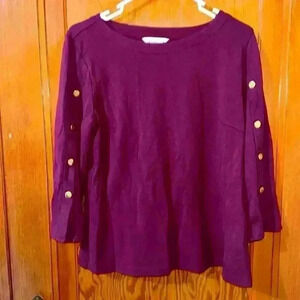 Liz Claiborne burgundy, gold studded top size medium.